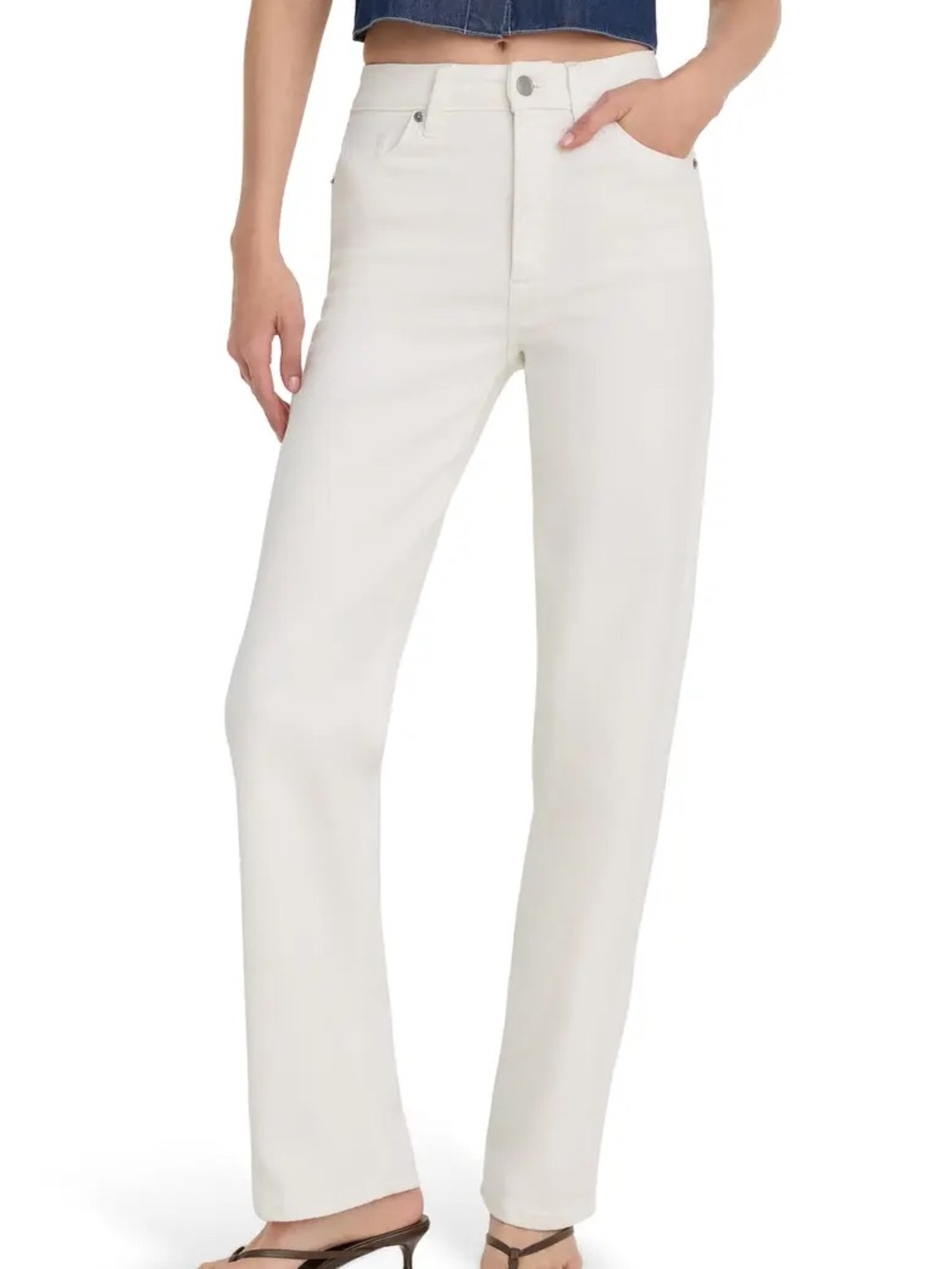 Good American Women’s High-Rise Straight Leg Jeans in White